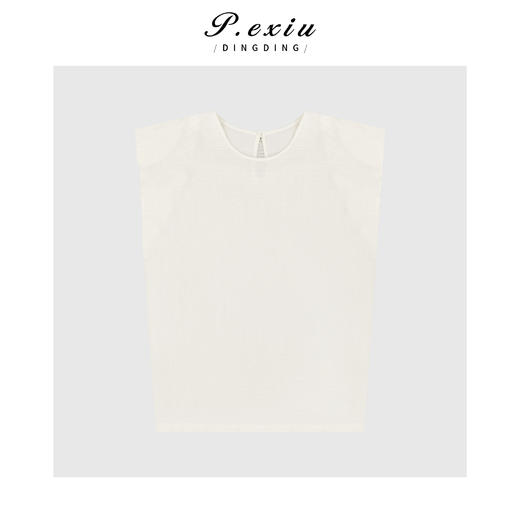 03-2潘依绣丁丁宠粉简约百搭肌理感小飞袖T恤Q38766 商品图0