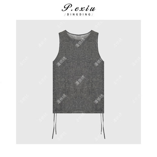 亚麻复古英伦风系带背心上衣Q86211 商品图1