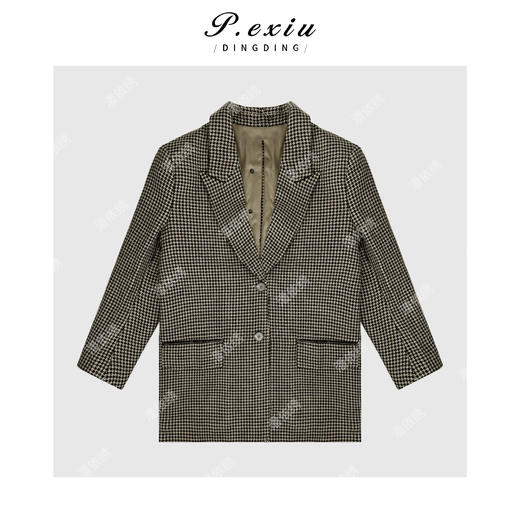 A008潘依绣丁丁宠粉【质感老钱】羊毛千鸟格英伦老钱风长袖西装外套M8970 商品图1
