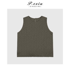 03-2潘依绣丁丁宠粉复古拼接镂空圆领无袖T恤Q8541