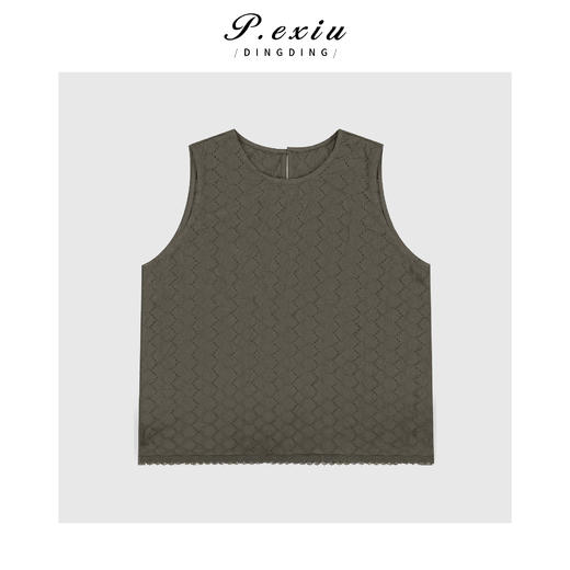 03-2潘依绣丁丁宠粉复古拼接镂空圆领无袖T恤Q8541 商品图0