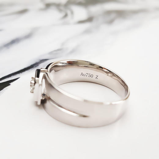 【天然正品】AU750白金时尚经典款0.118克拉钻石戒指16号（戒圈可改）280226NJM07 商品图5