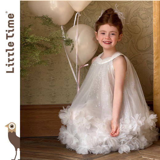 littletime女童白色网纱连衣裙夏装甜美仙气公主风洋气蓬蓬裙 商品图4