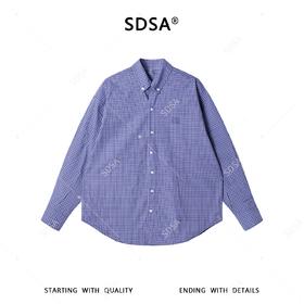 SDSA男装2026新款高贵轻奢美式复古格子刺绣字母长袖衬衫百搭简约