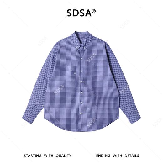 SDSA男装2026新款高贵轻奢美式复古格子刺绣字母长袖衬衫百搭简约 商品图0