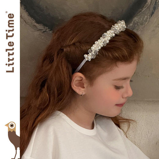 LittleTime甜美珍珠水晶韩版发箍女童纯手工头饰粉色公主风发饰 商品图3