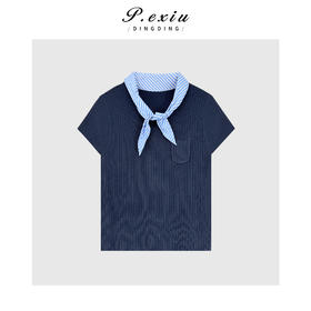 03-2潘依绣丁丁宠粉小众设计款拼接撞色短袖T恤Q5445