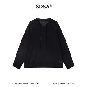 SDSA男装2026新款高贵轻奢简约时尚半开抽绳领针织衫百搭慵懒风