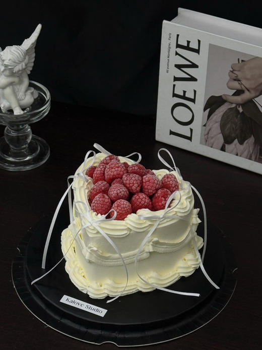 情人节简约高级树莓装饰爱心纪念日周年生日蛋糕 商品图2