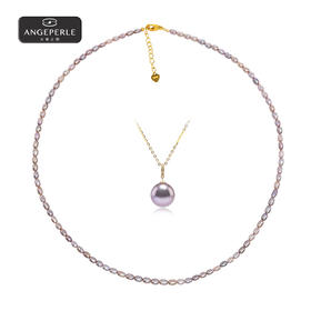 天使之泪 18K金钻石扣头淡水珍珠爱迪生项链吊坠两件套 TSGY192