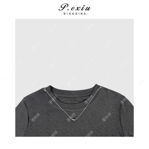 03-2潘依绣丁丁宠粉 简约百搭设计感圆领短袖T恤Q4578 商品图2