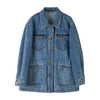 百媚生 棉质复古中长款休闲牛仔外套宽松夹克AC66017 商品缩略图4