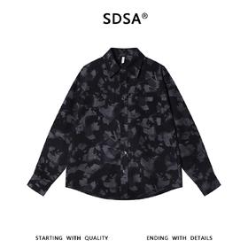SDSA男装2026新款高贵轻奢美式休闲撞色印花长袖衬衫百搭通勤衬衣