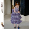 littletime女童紫色网纱蛋糕裙重工花边紫霞公主风蓬蓬礼服裙 商品缩略图4