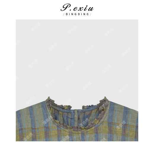 03-2潘依绣丁丁宠粉宽松松弛感撞色格纹无袖连衣裙Q1548 商品图2