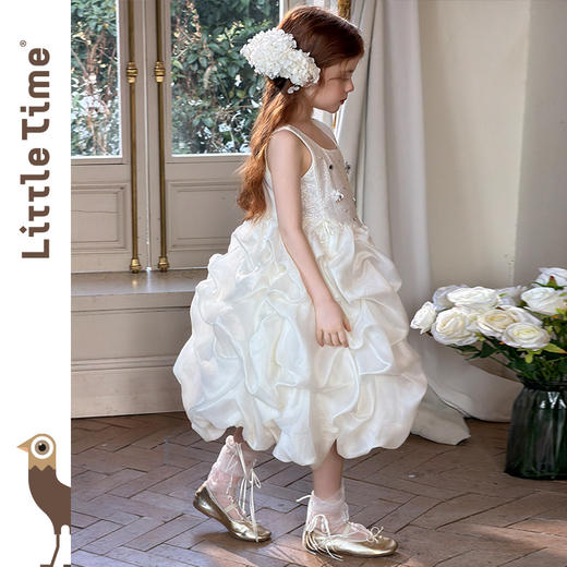 littletime法式高级感白色吊带连衣裙女童蛋糕裙公主风轻奢礼服 商品图3