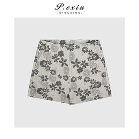 03-2潘依绣丁丁宠粉时髦简约百搭重工提花短裤Q2018