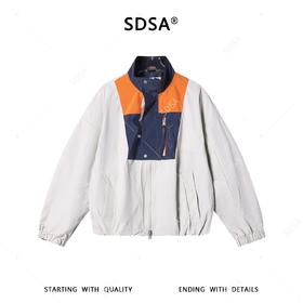 SDSA男装2026新款高贵轻奢美式简约撞色拼接立领夹克外套百搭宽松