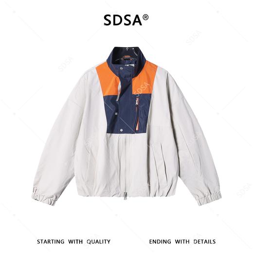 SDSA男装2026新款高贵轻奢美式简约撞色拼接立领夹克外套百搭宽松 商品图0