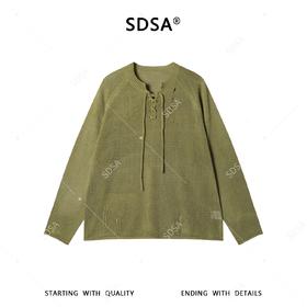 SDSA男装2026新款高贵轻奢简约时尚半开抽绳领针织衫百搭慵懒风
