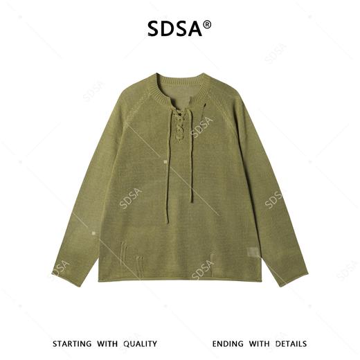 SDSA男装2026新款高贵轻奢简约时尚半开抽绳领针织衫百搭慵懒风 商品图0