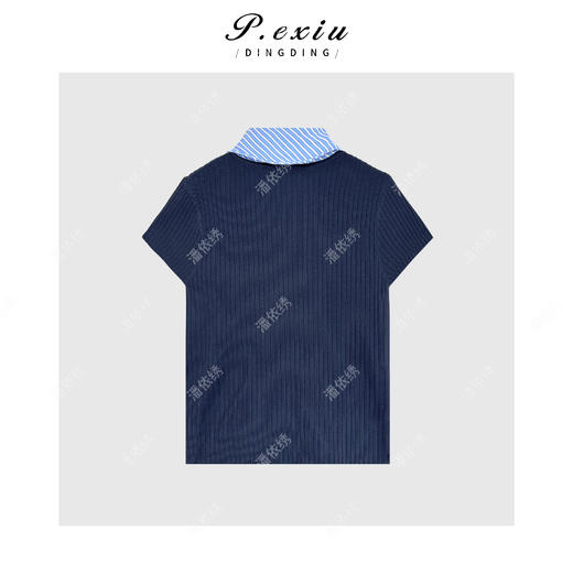 03-2潘依绣丁丁宠粉小众设计款拼接撞色短袖T恤Q5445 商品图1