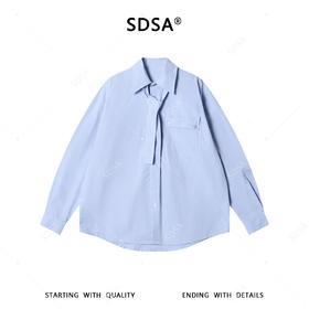 5033SDSA男装2026新款高贵轻奢韩系简约纯色竖纹领带长袖衬衫百搭宽松