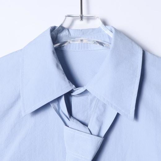 5033SDSA男装2026新款高贵轻奢韩系简约纯色竖纹领带长袖衬衫百搭宽松 商品图1