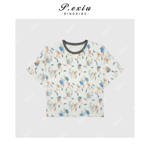 03-2潘依绣丁丁宠粉民族风森系印花圆领短袖T恤 W-63265 商品图1