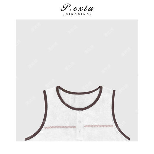 03-2潘依绣丁丁宠粉撞色条纹针织无袖背心Q38774 商品图2