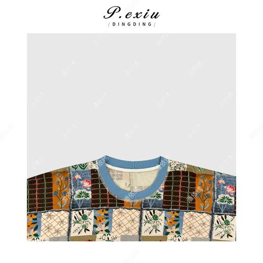 03-2潘依绣丁丁宠粉印花领口撞色开叉圆领短袖T恤Q30154 商品图2