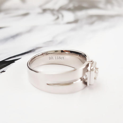 【天然正品】AU750白金时尚经典款0.118克拉钻石戒指16号（戒圈可改）280226NJM07 商品图6