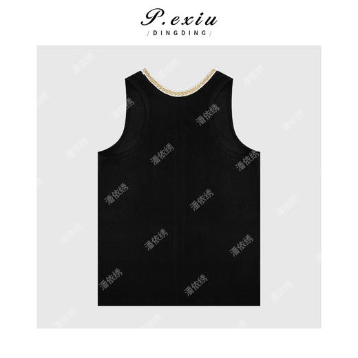 03-2潘依绣丁丁宠粉极简风U领拼织带无袖背心Q4958 商品图1