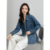 百媚生 棉质复古中长款休闲牛仔外套宽松夹克AC66017 商品缩略图2