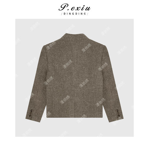 03-2潘依绣丁丁宠粉羊毛亚麻极简主义老钱风单排扣经典西装外套M9097 商品图2