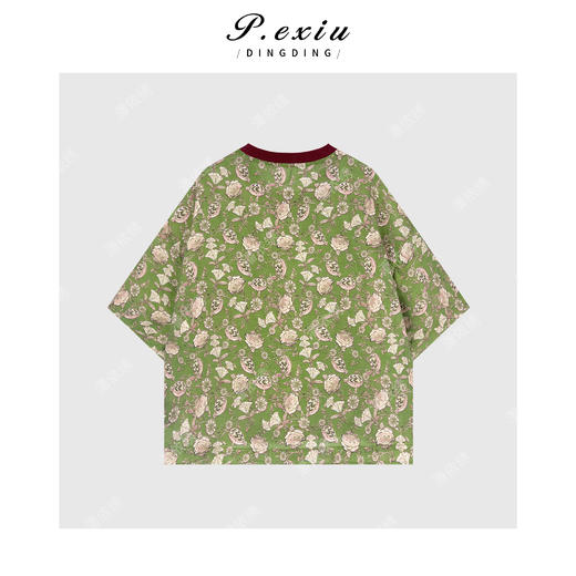 03-2潘依绣丁丁宠粉夏季新款印花撞色圆领短袖衬衫 Q21237 商品图1