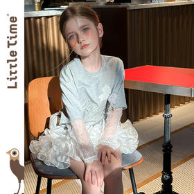 littletime法式甜美风白色蕾丝绣花罩衫女夏长袖显瘦蛋糕T恤