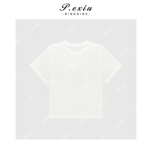 03-2潘依绣丁丁宠粉【快乐小马】简约百搭小马印花圆领短袖上衣Q9947 商品图1