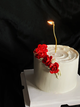 ins氛围感红玫瑰裱花蛋糕-低糖处理无添加