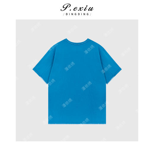 03-2潘依绣丁丁宠粉明线领边设计短袖T恤Q38763 商品图1