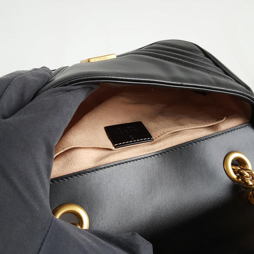 【95新】Gucci古驰Marmont系列446744黑金马蒙22链条包单肩包单肩斜挎包女士060326AK19 商品图7