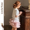 littletime法式甜美风白色圆领短袖T恤女童水晶珠子装饰上衣 商品缩略图1