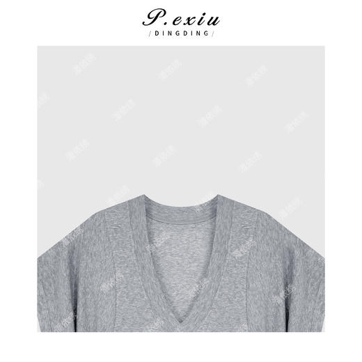 03-2潘依绣丁丁宠粉百搭显瘦小众蝙蝠袖V领T恤Q7983 商品图2