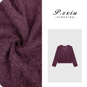 03-2潘依绣丁丁宠粉羊毛马海毛镂空钩花V领包扣针织开衫 L2710