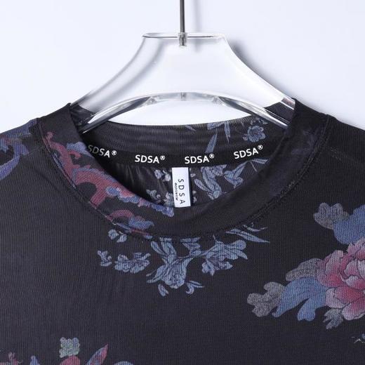 26T117SDSA男装2026新款高贵轻奢时尚简约撞色花卉设计圆领长袖T恤百搭 商品图2