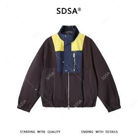 SDSA男装2026新款高贵轻奢美式简约撞色拼接立领夹克外套百搭宽松