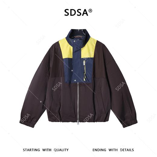 SDSA男装2026新款高贵轻奢美式简约撞色拼接立领夹克外套百搭宽松 商品图0