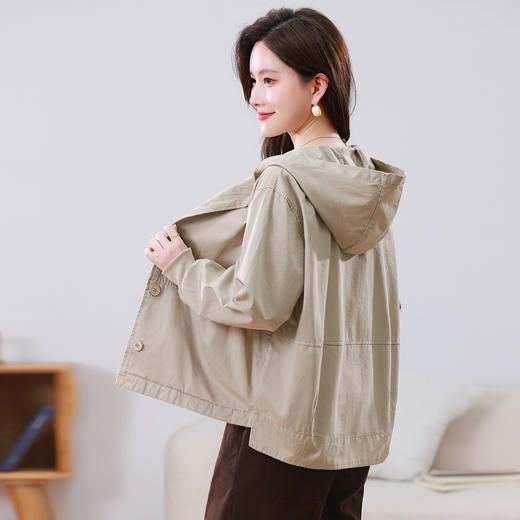 百媚生 纯棉短外套宽松连帽休闲上衣BKYJT6301 商品图2