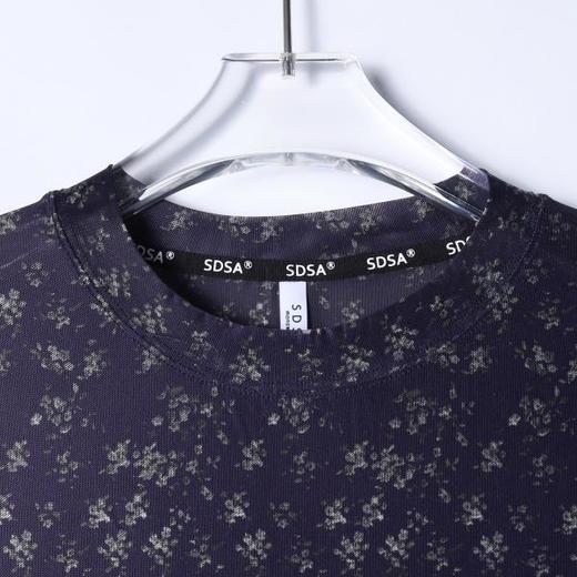 26T105SDSA男装2026新款高贵轻奢时尚亲肤撞色碎花圆领长袖T恤百搭简约 商品图1