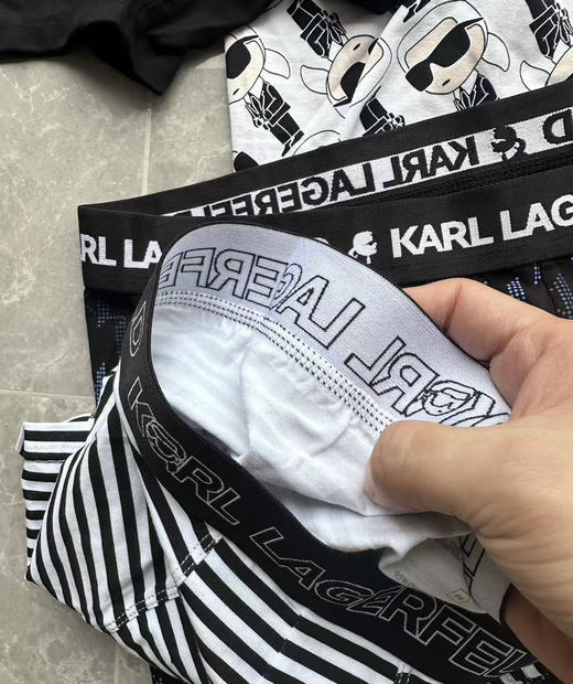 全新正品KARL LAGERFELD老佛爷棉氨纶弹力透气男士平角短裤3条包邮

26年新款 料子极好 官网单条要近19美金

尺码XS-XL

三条包邮，颜色随机 商品图3